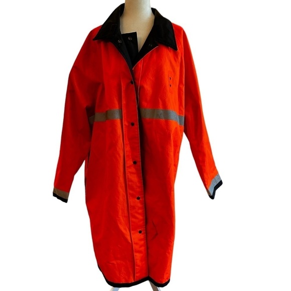 Vintage 1990s Detroit Police Uniform Neon Reflective Rain Coat - Picture 2 of 7